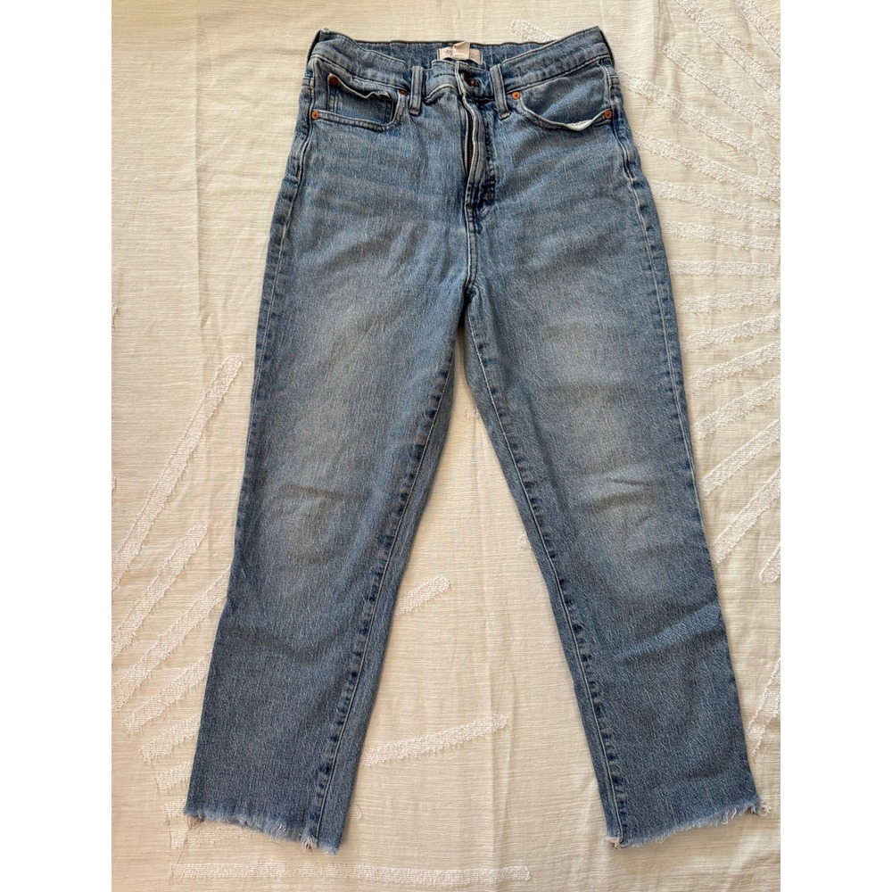 Madewell Womens 28 Perfect Vintage Crop Jeans Denim Raw Hem Distressed High Rise - Picture 2 of 10